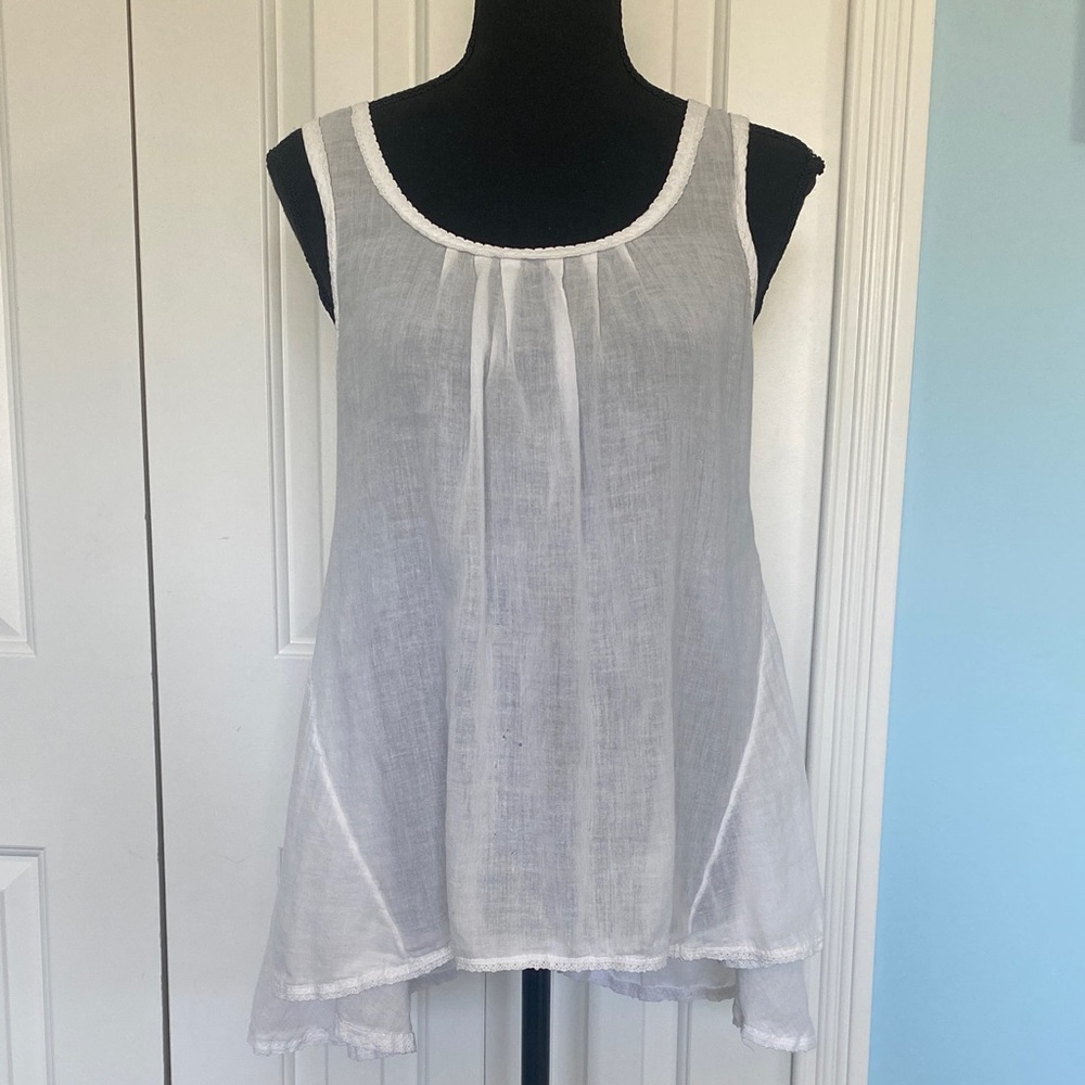 Donating soon!! Odille 100% Cotton Small Made In The U.S.A White Lace Blouse